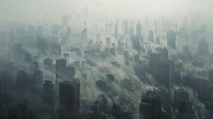A poignant digital painting sheds light on the bleak outlook of an urban ecosystem falling prey to the smog and smoke caused by widespread industrialization and heavy traffic