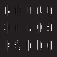 Minimal simple geometric seamless patterns set, vector abstract lines and dashes, wallpapers web design and print. Black and white swatches