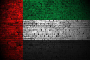 united arab emirates flag on brick wall