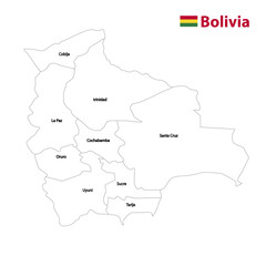 3d map of Bolivia. Bolivia Flag vector map and image