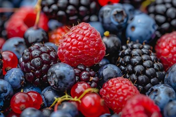 burst of freshness vibrant mix of blackberries blueberries and raspberries summer delight digital...