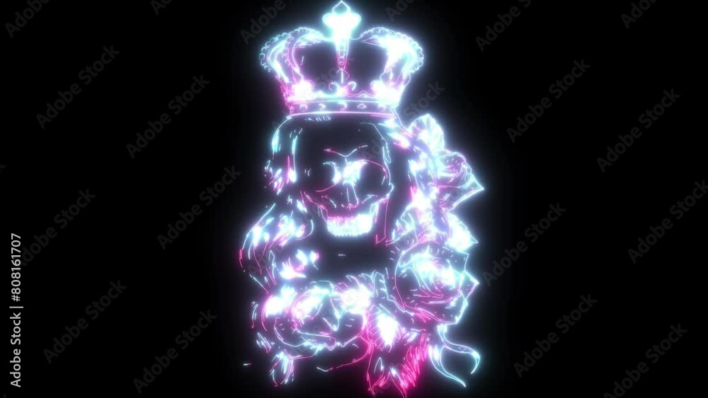 Sticker The queen skull with crown and roses flower