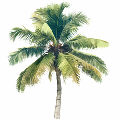 Obraz premium Coconut palm tree isolated on white background. Vector illustration.