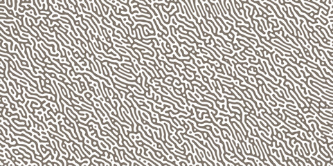 Turing reaction diffusion monochrome seamless pattern with chaotic motion. Linear design with biological shapes. Organic lines in Memphis. abstract truing organic wallpaper background.