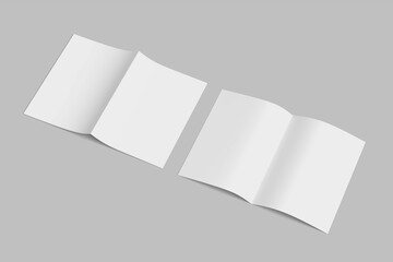A4 Bifold Brochure White Blank Mockup