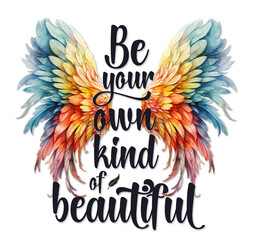 Empowering quotes Inspirational quotes, Motivational quotes Women quotes Be your own kind of beautiful with watercolor colorful wings