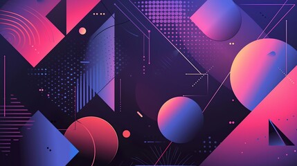 Blue and purple background with geometric shapes