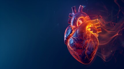Fototapeta premium Glowing Anatomical Heart, with copyspace 