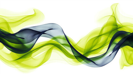 Smokey waves in vibrant lime green and deep matte navy, forming a bold and energizing abstract on a solid white background.