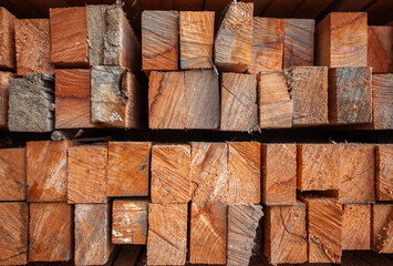 Cross-section of wood material that has been cut and ready to use. Attractive wood textures and...