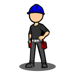 
Animation of a handyman wearing a blue helmet