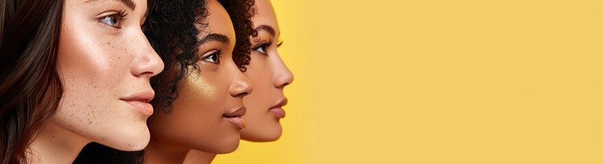 yellow background with different women's faces