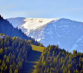 Mountain landscape with snow in Austria.