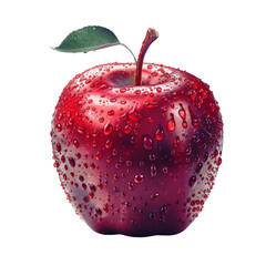 A red apple with water drops on it.