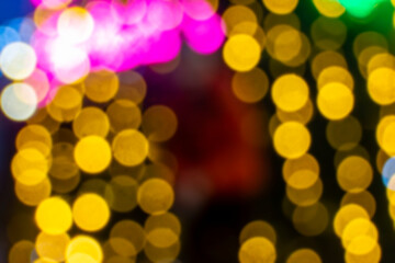 Gold light shiny bokeh abstract blurred background with bright round defocus golden pattern, can...
