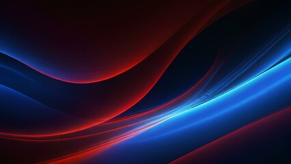 Lines of red & blue wavy shining lights in a dark background. 3d Modern and technologic abstract background wallpaper