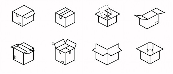 Boxes set. Isolated on white background. Vector illustration.