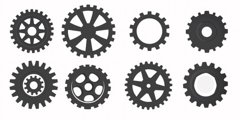 Set of black gear wheels isolated on white background. Vector illustration.