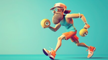 Cartoon exercise illustrations 3D , Lifestyle activities with exercise 3D cartoon