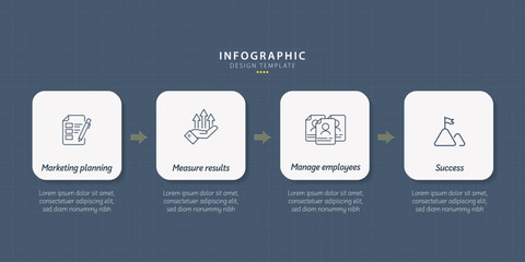Timeline infographic template. 4 Step timeline journey, calendar Flat simple infographics design template. presentation graph. Business concept with 4 options, vector illustration.