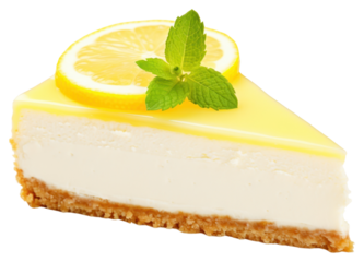 PNG Lemon cheesecake dessert food white background.