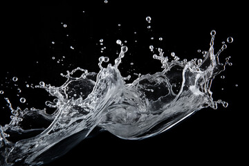 High-speed Water Splash Captured on a Black Background 