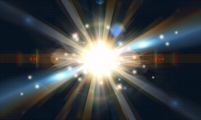 star with lens flare and bokeh effect made in 2d software. 