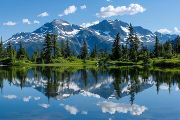 majestic reflections serene mountain landscape mirrored in a tranquil lake whistler mountain and lost lake digital art