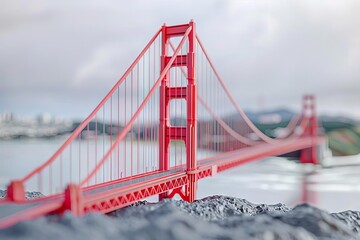 miniature golden gate bridge generated by ai artistic 3d rendering illustration