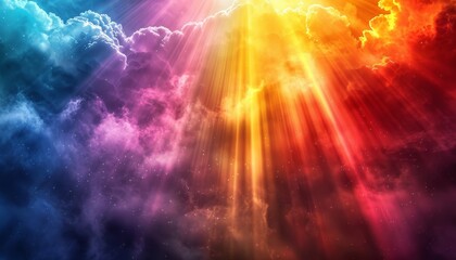 A colorful, bright, and vibrant image of a rainbow with a sun shining through it by AI generated image
