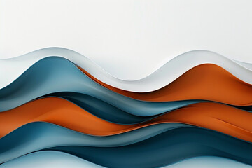 Matte cerulean blue and warm rust orange tiddle waves, suggesting a bold and adventurous abstract on a solid white background.
