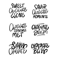 Handwriting quote about chocolate. Handmade quote for cafe, bar and restaurant. 