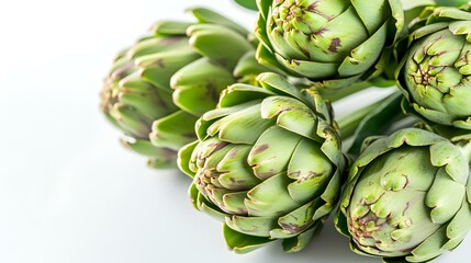 Close up of fresh Artichokes on a white Background