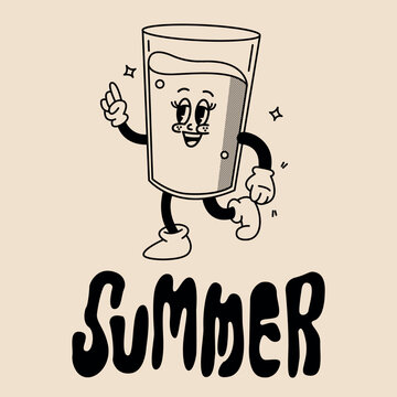 Ilustraci&oacute;n vectorial vaso de cristal retro