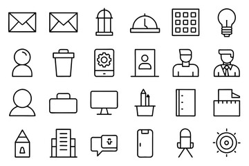 Office related linear icon collection