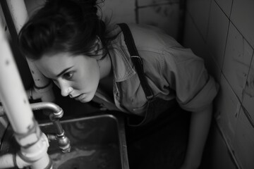 Celebrating labor day: powerful black and white image capturing the versatility of woman at work, showcasing their strength, dedication, and contributions across diverse professions and industries
