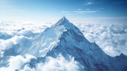 A mountain peak reaching towards the sky, representing challenges, aspirations, and the pursuit of higher goals