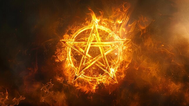 A Wiccan pentacle representing the five elements and the interconnectedness of all things