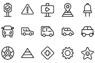 Traffic sign simple line icons