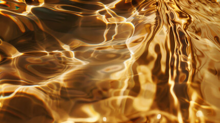 Close-up of clear water glistening in the sun. View from above. Shimmering water of the golden...
