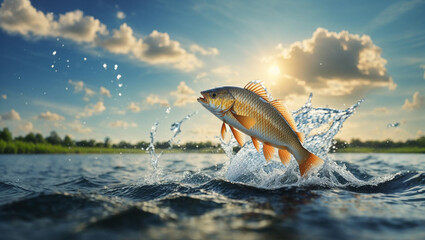 a small fish jumping 