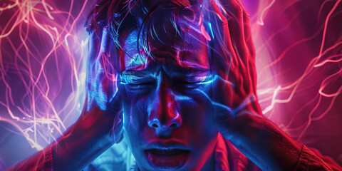 Obraz premium Bipolar Disorder: The Manic Episodes and Depressive Lows of Mood Disorder - Picture a scene where a person experiences periods of intense manic highs followed by depressive lows, indicating bipolar di