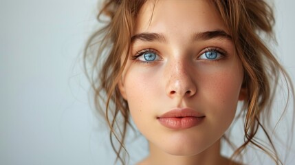 Young Woman With Red Hair and Blue Eyes