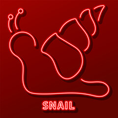 snail neon sign, modern glowing banner design, colorful modern design trend on black background. Vector illustration.