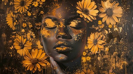 Black and golden woman painting 