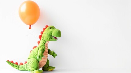 cute baby dinosaur with balloon 