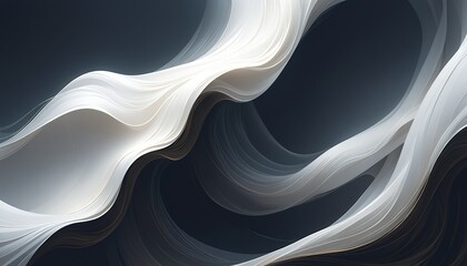 Abstract Art Elegant White Waves Dark Background