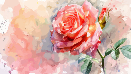 Rose Liebe Blüte Illustration Plakativ Karte Hochzeit Blume Garten Valentinstag Aquarell Watercolor