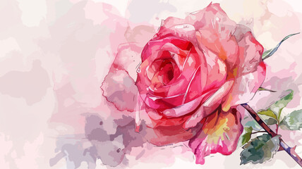Rose Liebe Blüte Hochzeit Blume Garten Valentinstag Aquarell Wasserfarben Vektor