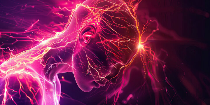 Nerve Pain Nuisance: The Sharp Shooting Pain and Tingling Sensation - Picture a person wincing in pain, with lines indicating nerve pathways, highlighting the sharp, shooting pain and tingling sensati